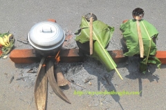 Ponkala Payasam closed by banana leaf after preparation