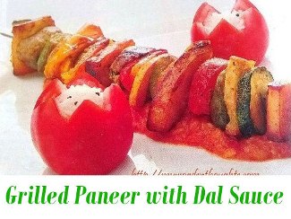 Grilled Paneer With Dal Sauce