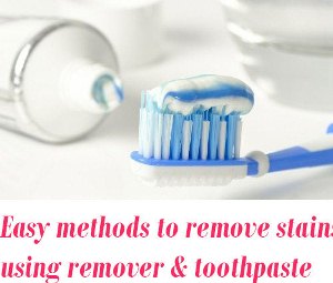 remove stains using nail polish remover and toothpaste