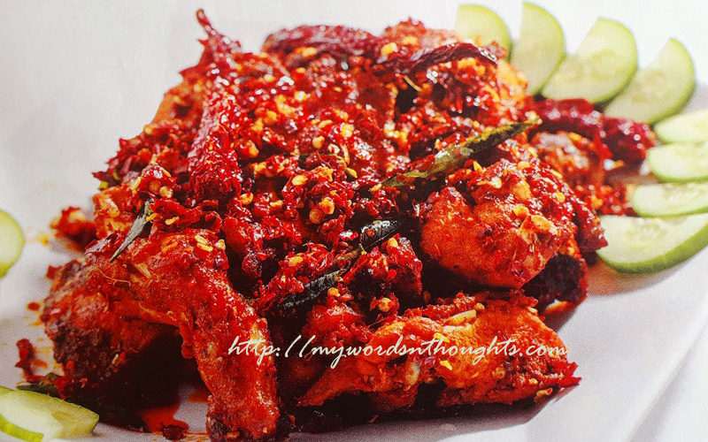 chicken fry with crushed chillies
